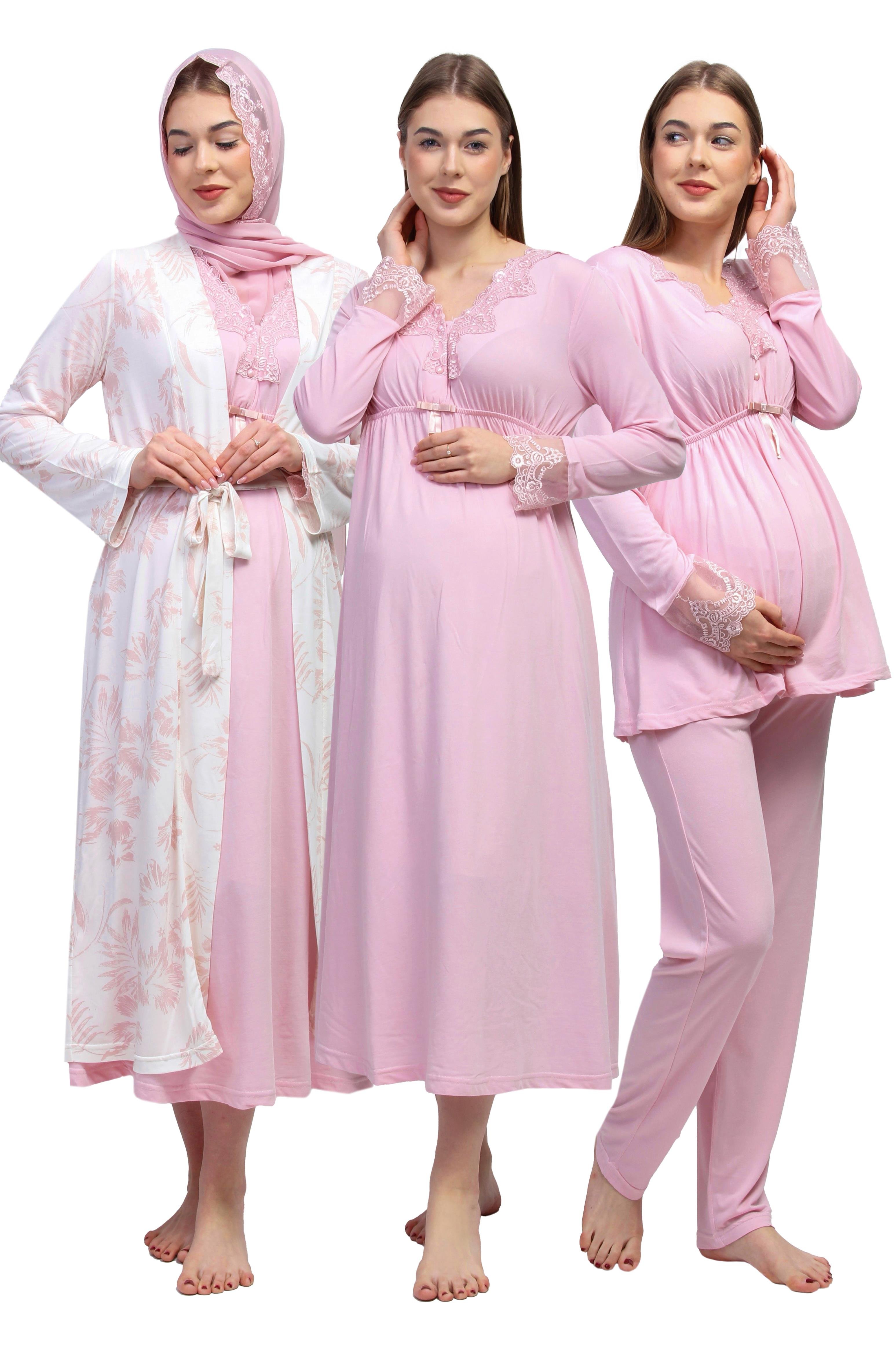 Effortt 28096 Pembe Tesettürlü Hamile Lohusa Set