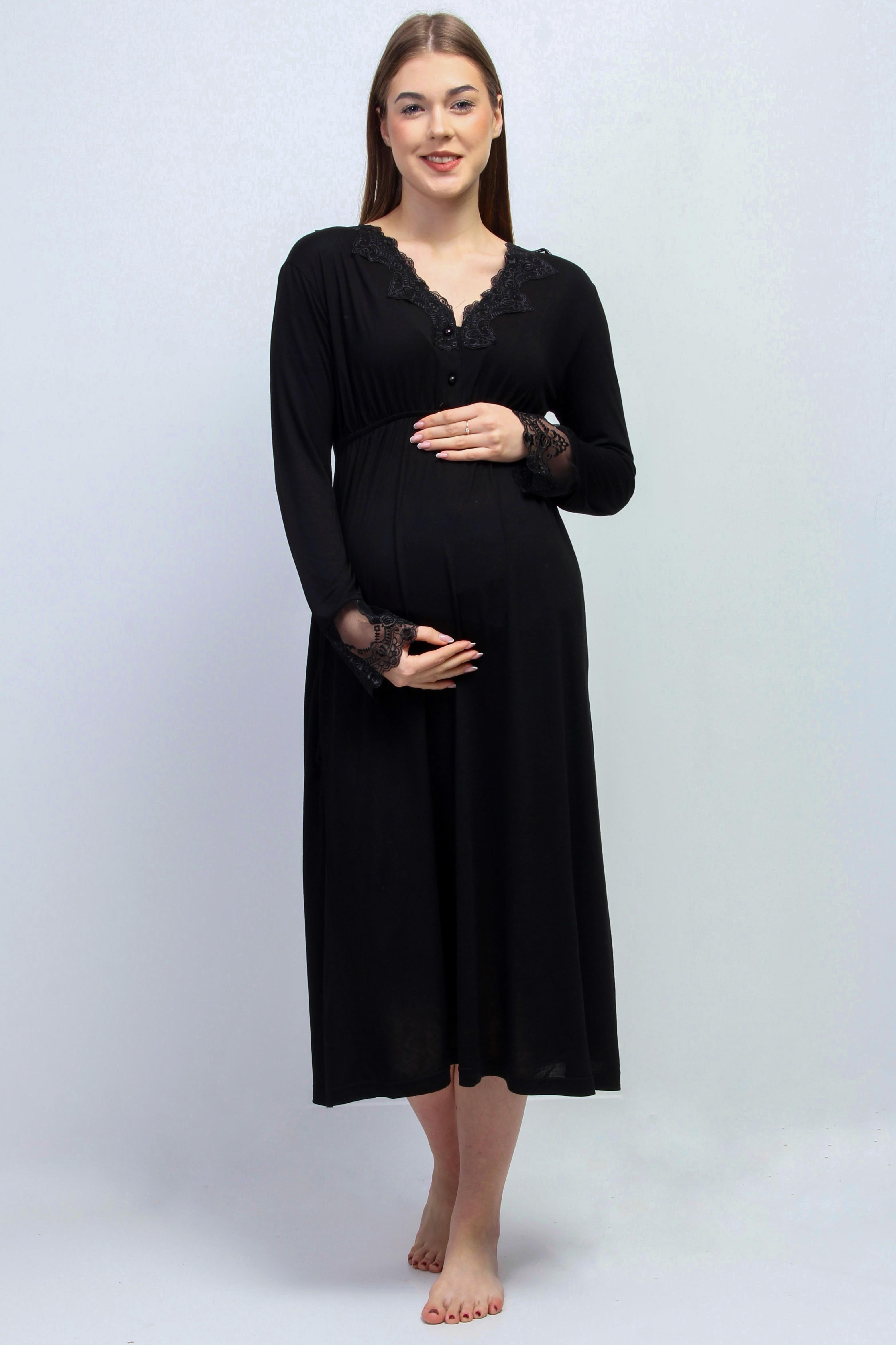 Effortt 28096 Siyah Tesettürlü Hamile Lohusa Set