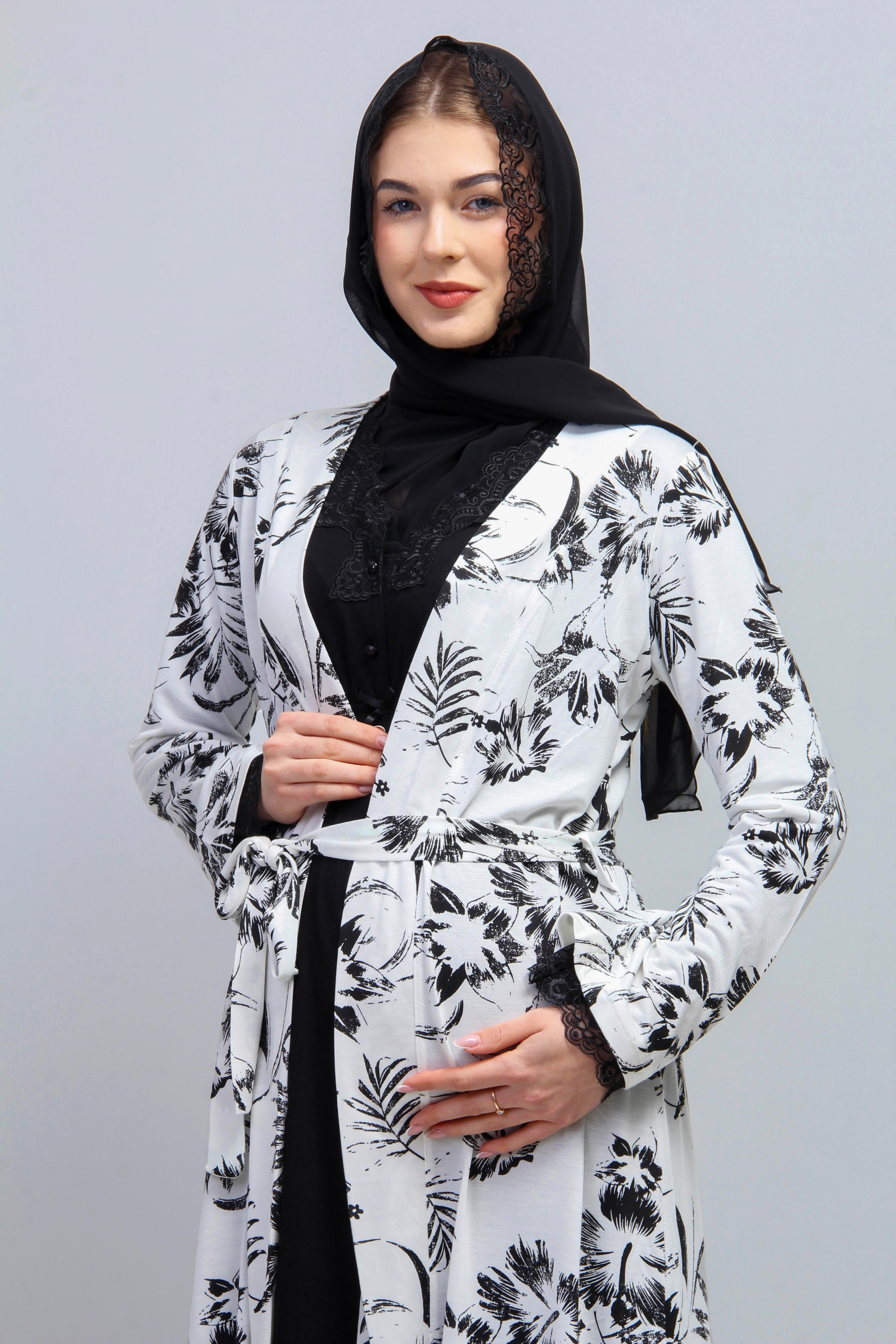 Effortt 28096 Siyah Tesettürlü Hamile Lohusa Set