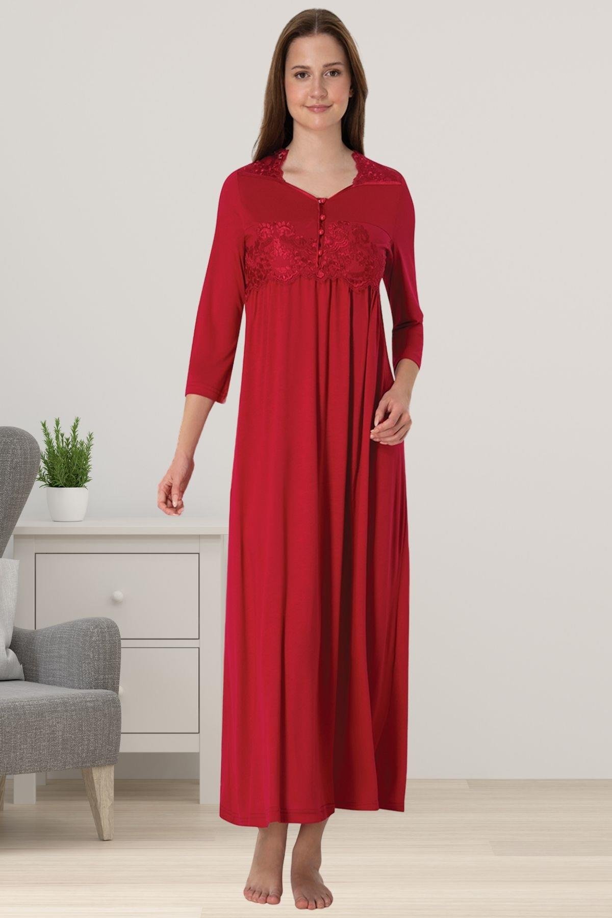 Effortt 3012 Vişne Dantelli Lohusa Gecelik