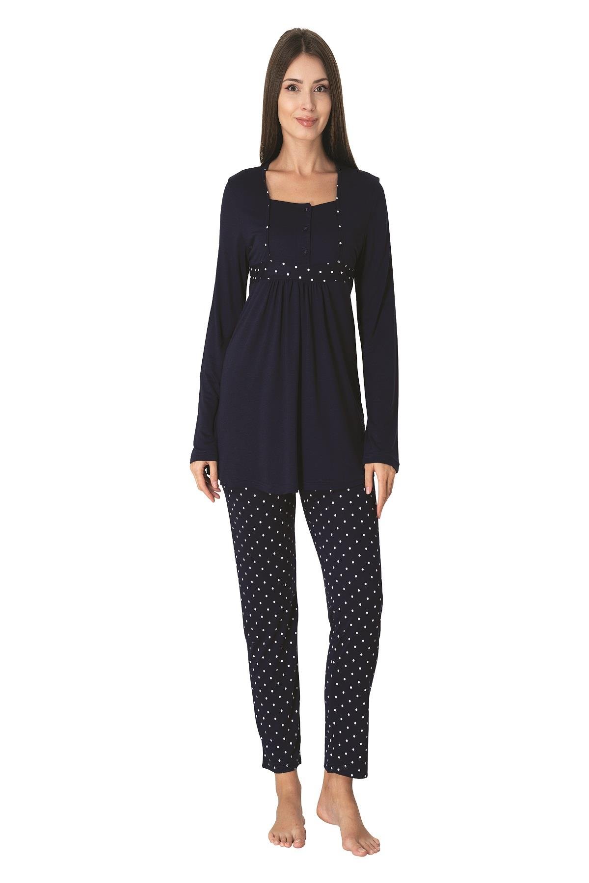 Effortt 3022 Lacivert Hamile Lohusa Pijama Takımı