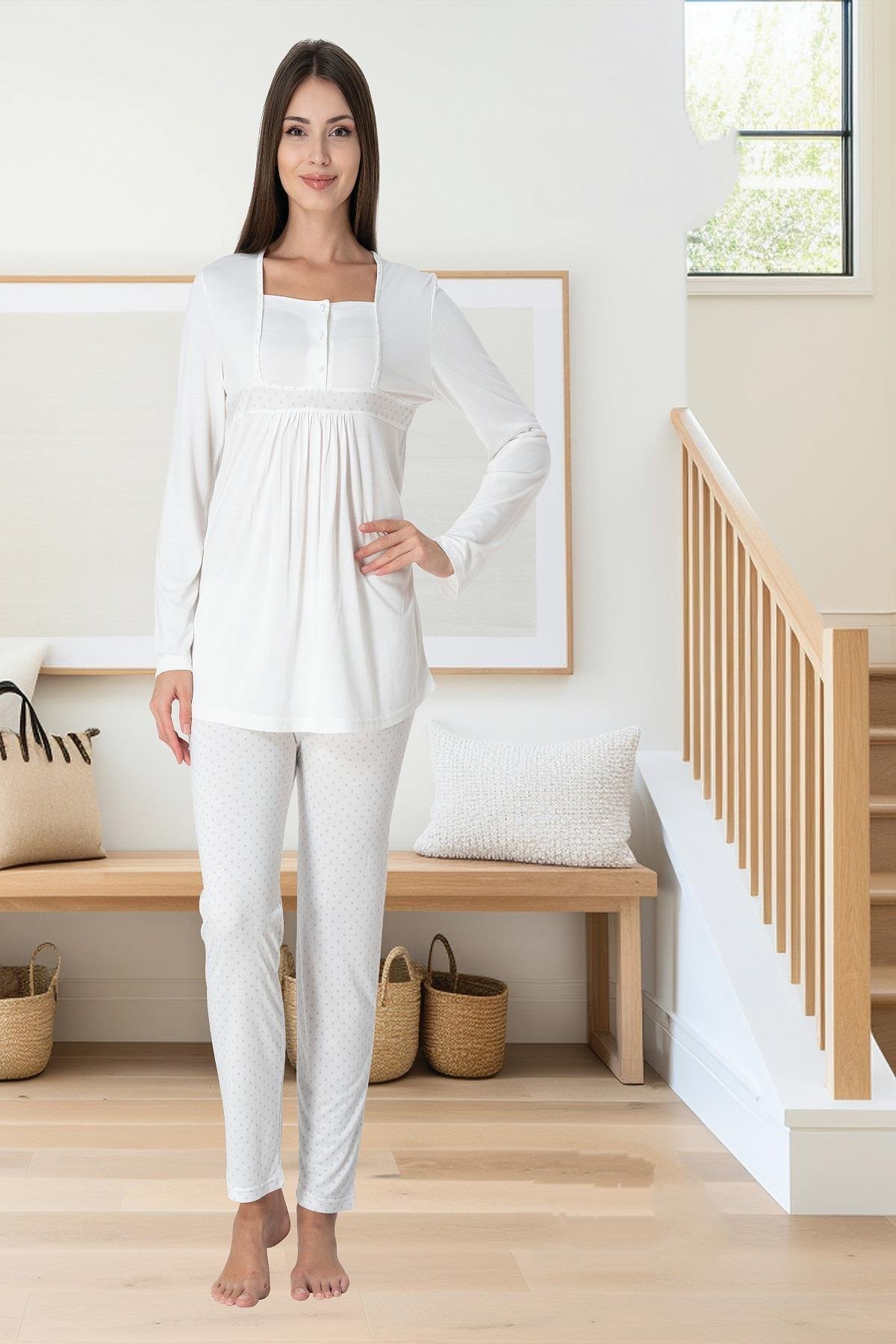 Effortt 3022 Mavi Hamile Lohusa Pijama Takımı