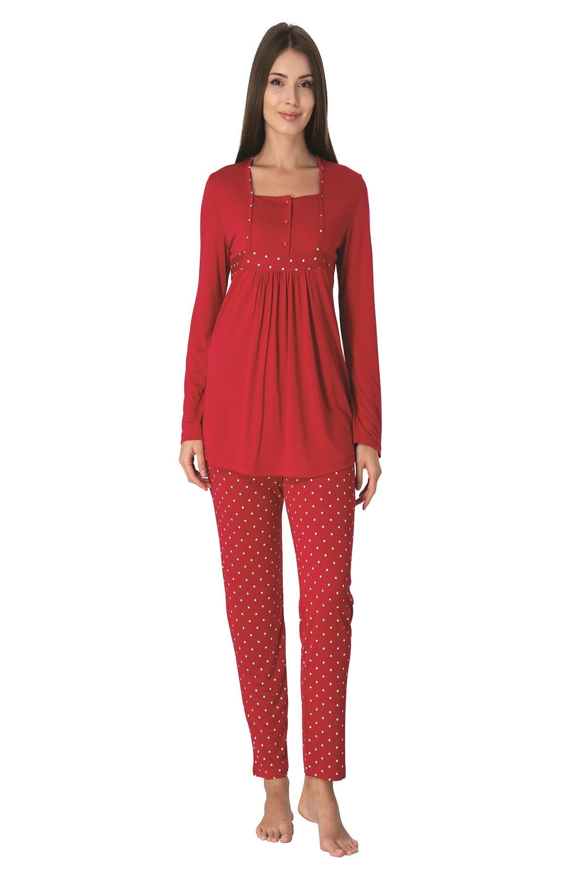 Effortt 3022 Vişne Hamile Lohusa Pijama Takımı