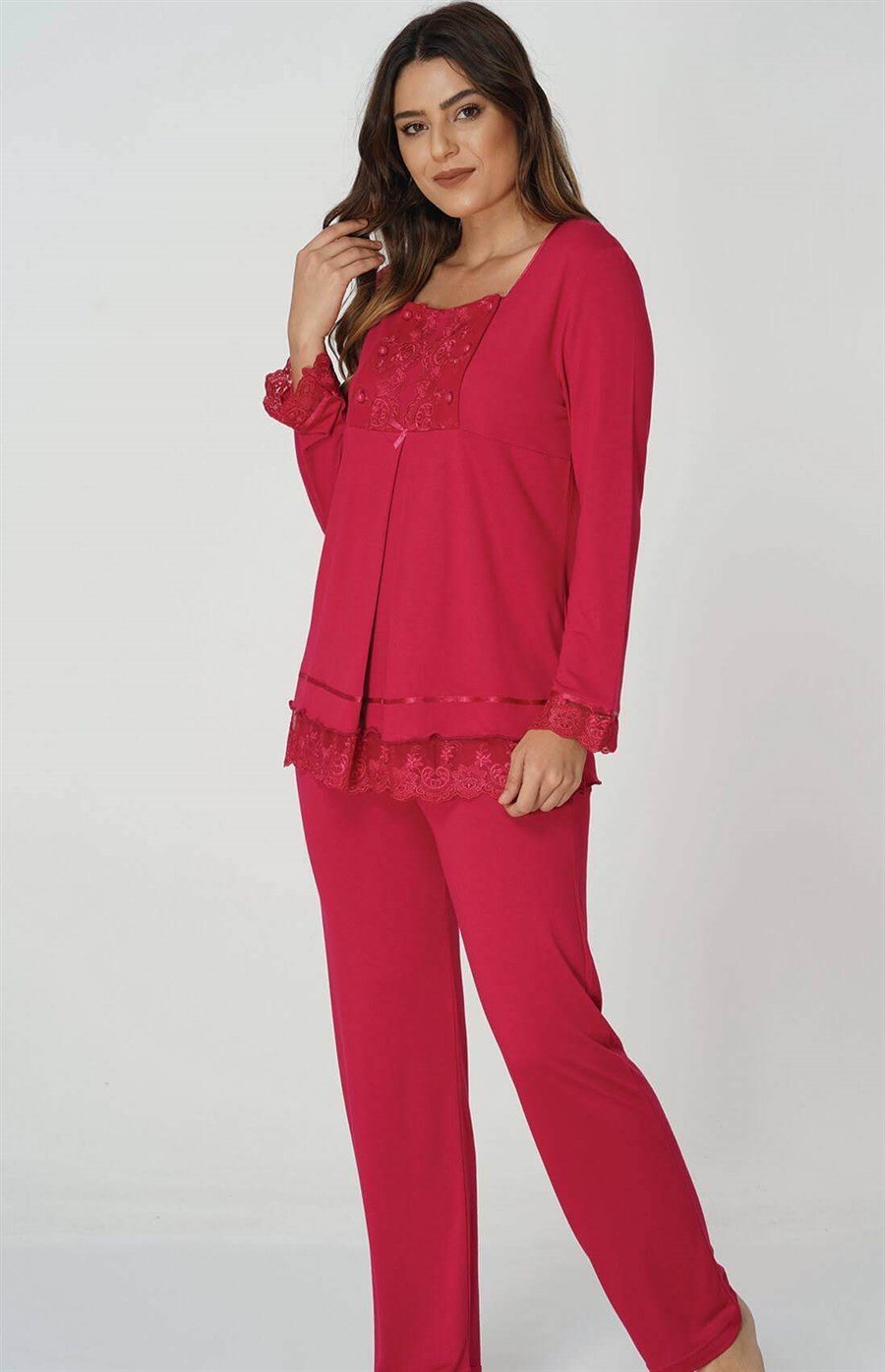 Effortt 3045 Fuşya Lohusa Pijama Takımı