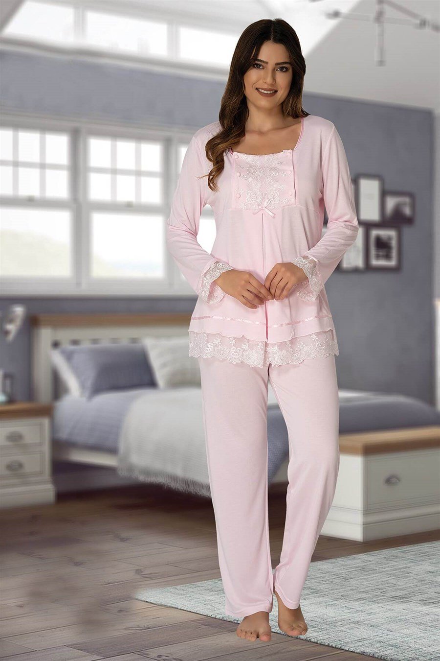Effortt 3045 Pembe Lohusa Pijama Takımı