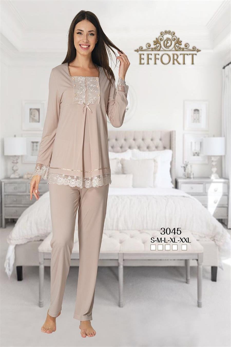 Effortt 3045 Sütlü Kahve Lohusa Pijama Takımı