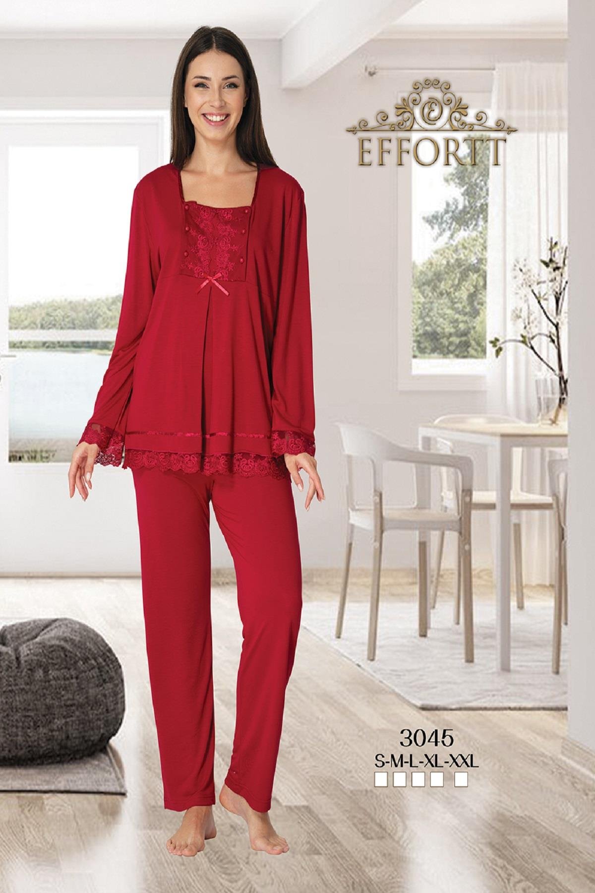 Effortt 3045 Vişne Lohusa Pijama Takımı