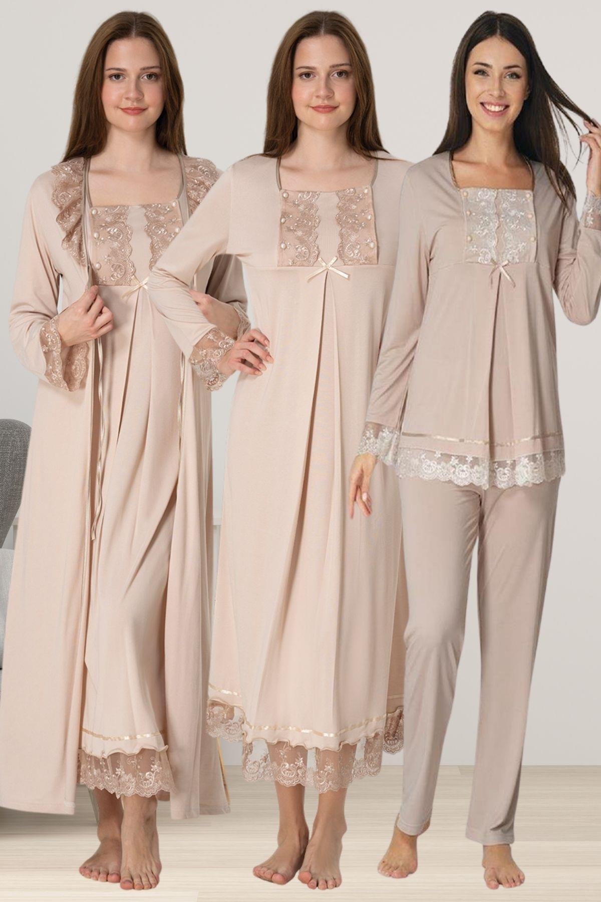 Effortt 3046 Kahverengi Hamile Lohusa Set