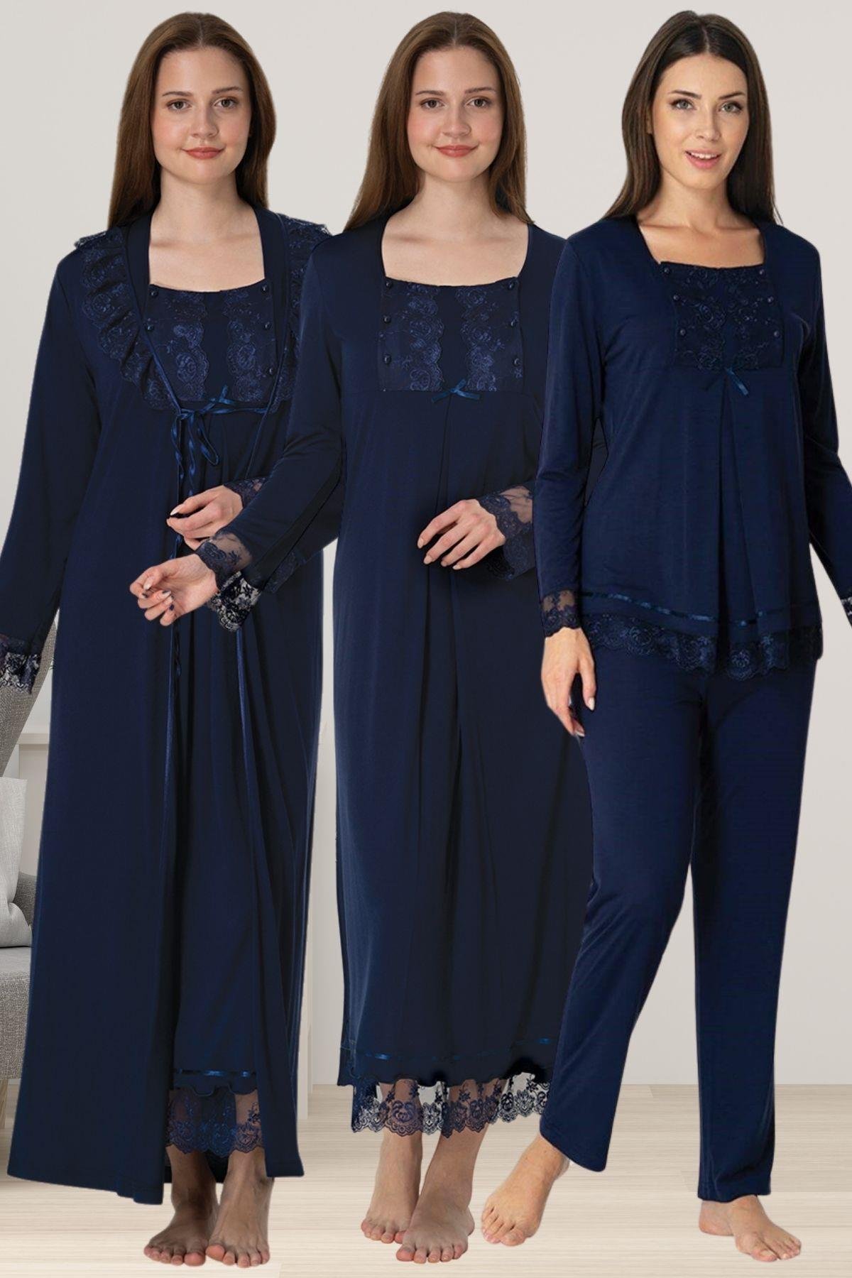 Effortt 3046 Lacivert Hamile Lohusa Set
