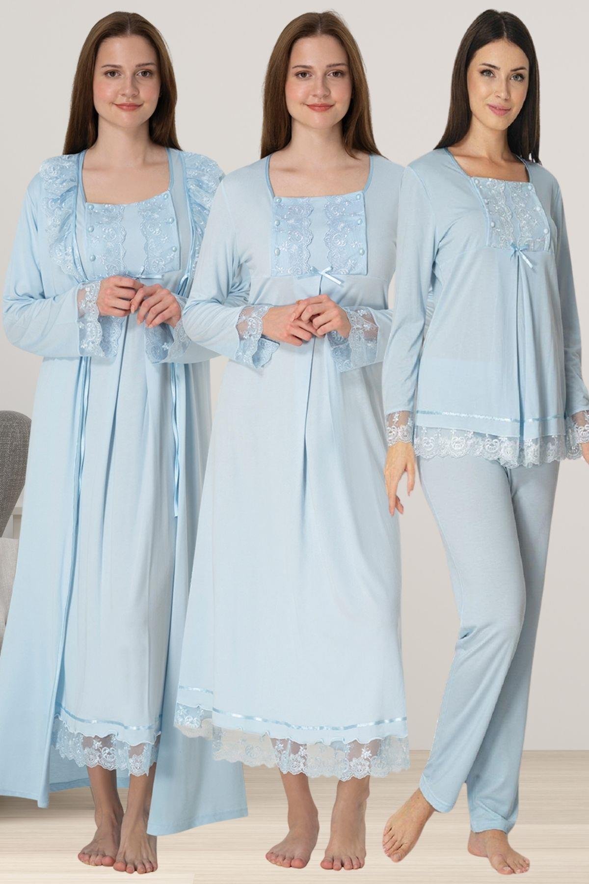 Effortt 3046 Mavi Hamile Lohusa Set