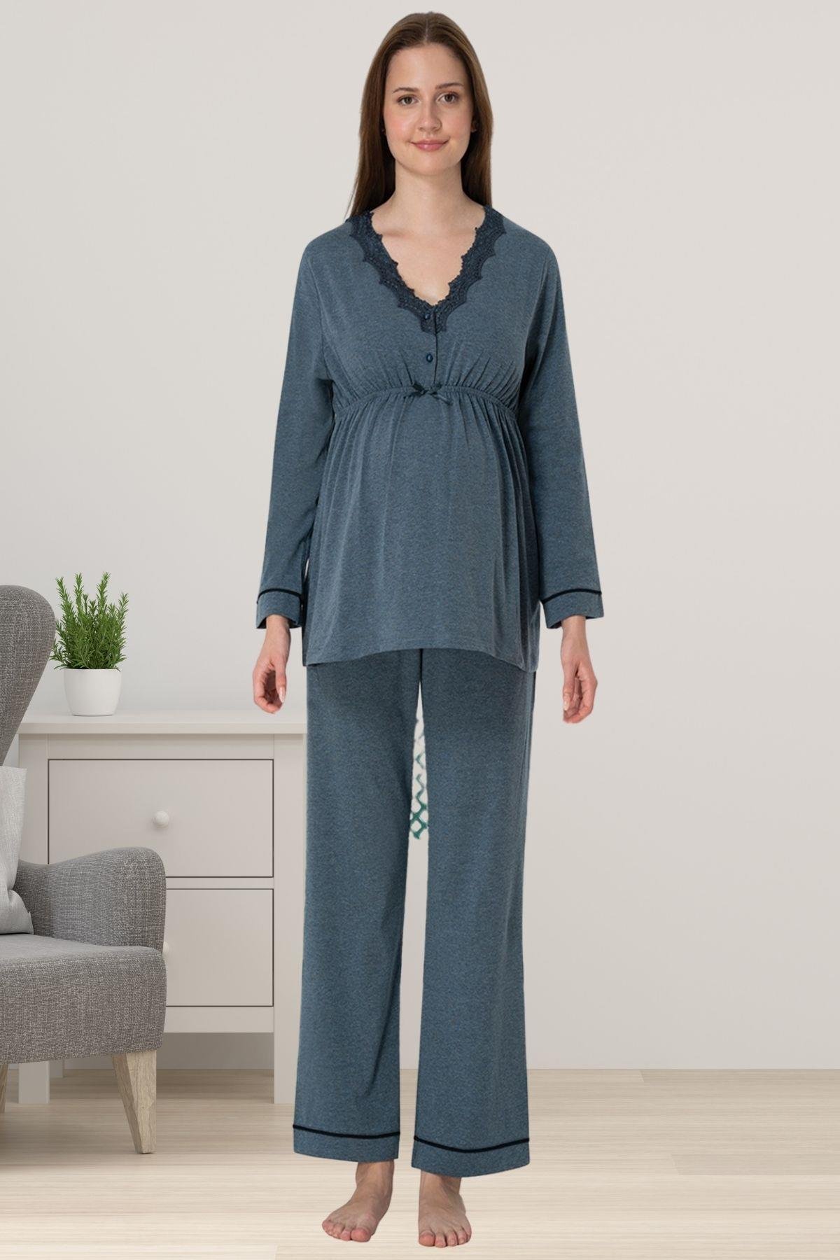 Effortt 3052 Antrasit Hamile Lohusa Pijama Takımı
