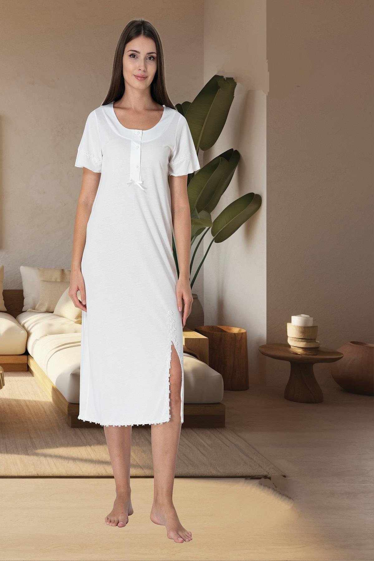 Effortt 3073 Ekru Hamile Lohusa Gecelik