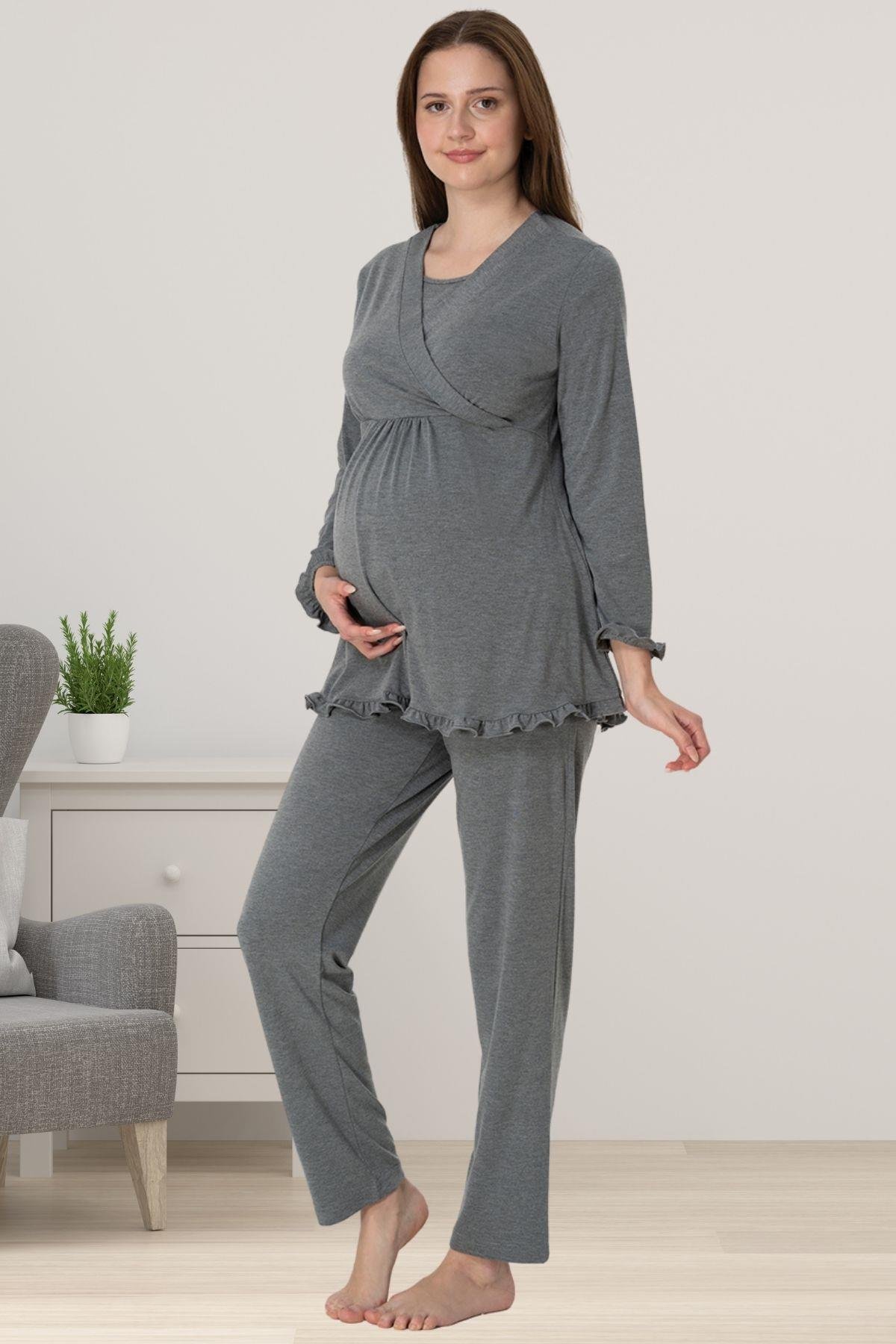 Effortt 4042 Füme Hamile Lohusa Pijama Takımı