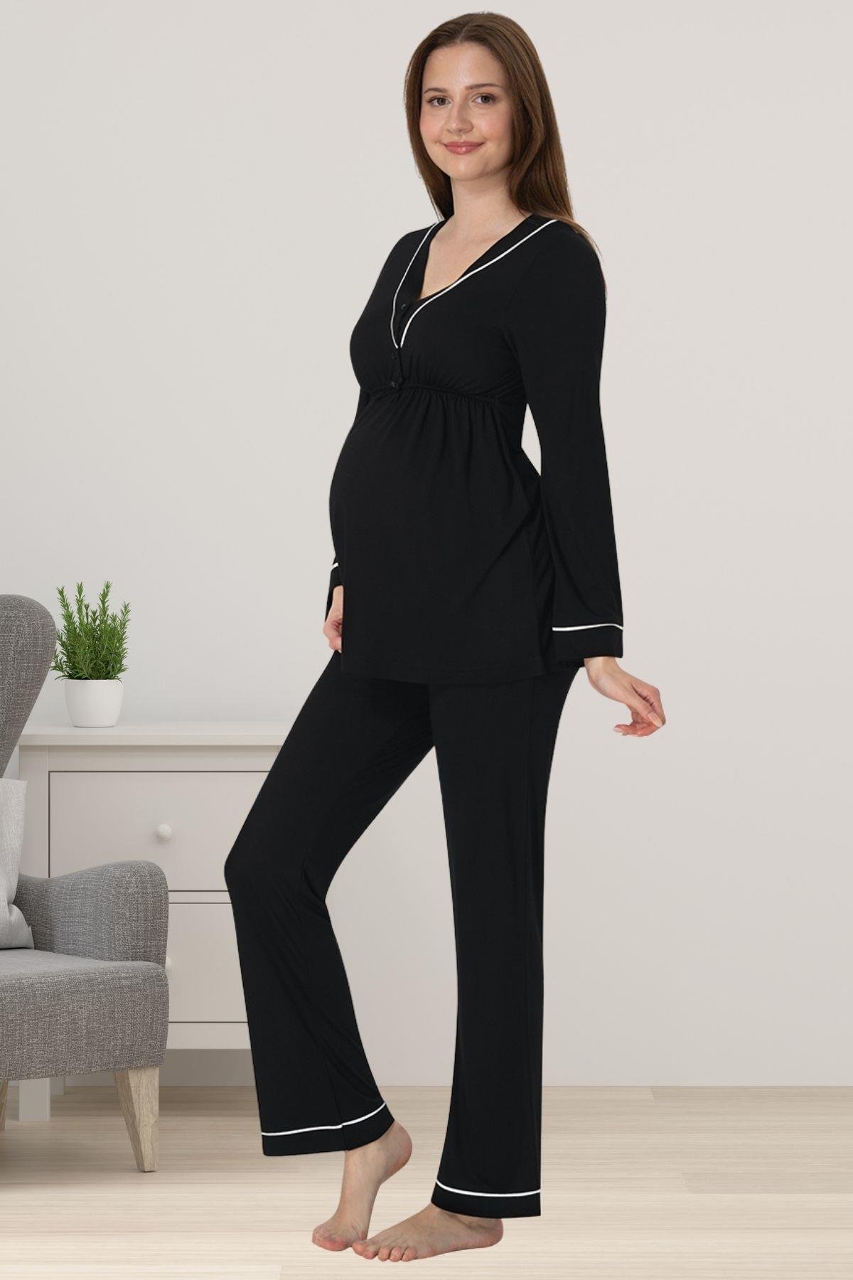 Effortt 4052 Siyah Hamile Lohusa Pijama Takımı
