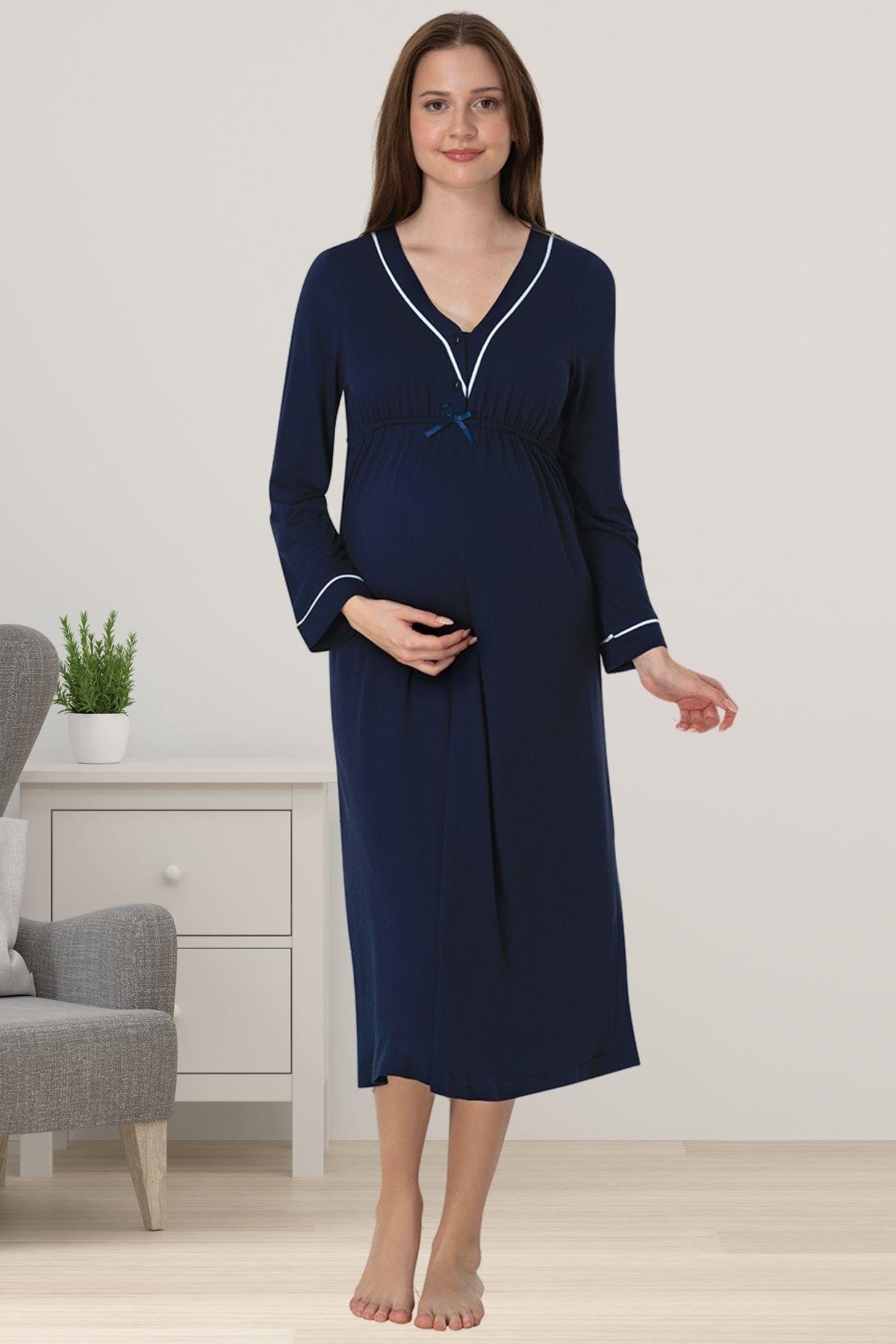 Effortt 4053 Lacivert Hamile Lohusa Gecelik