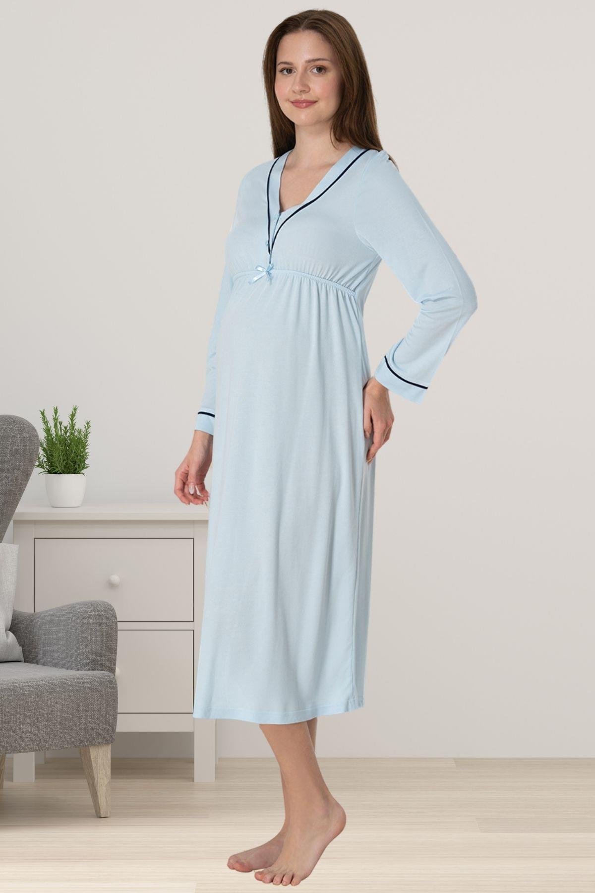 Effortt 4053 Mavi Hamile Lohusa Gecelik