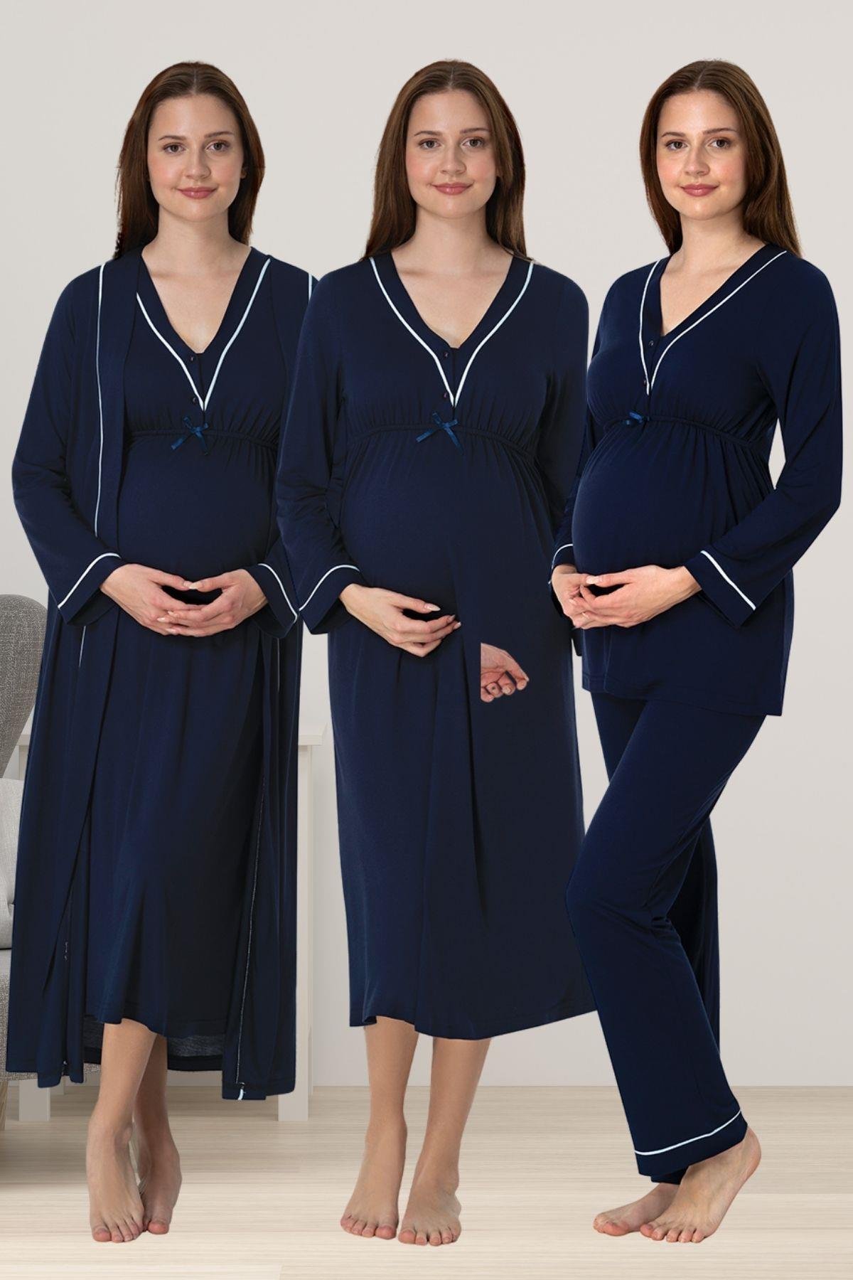 Effortt 4056 Lacivert Hamile Lohusa Set