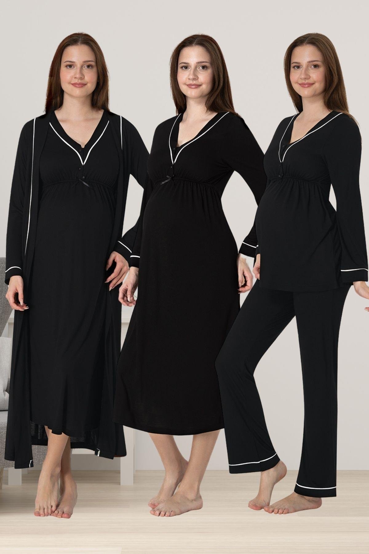 Effortt 4056 Siyah Hamile Lohusa Set