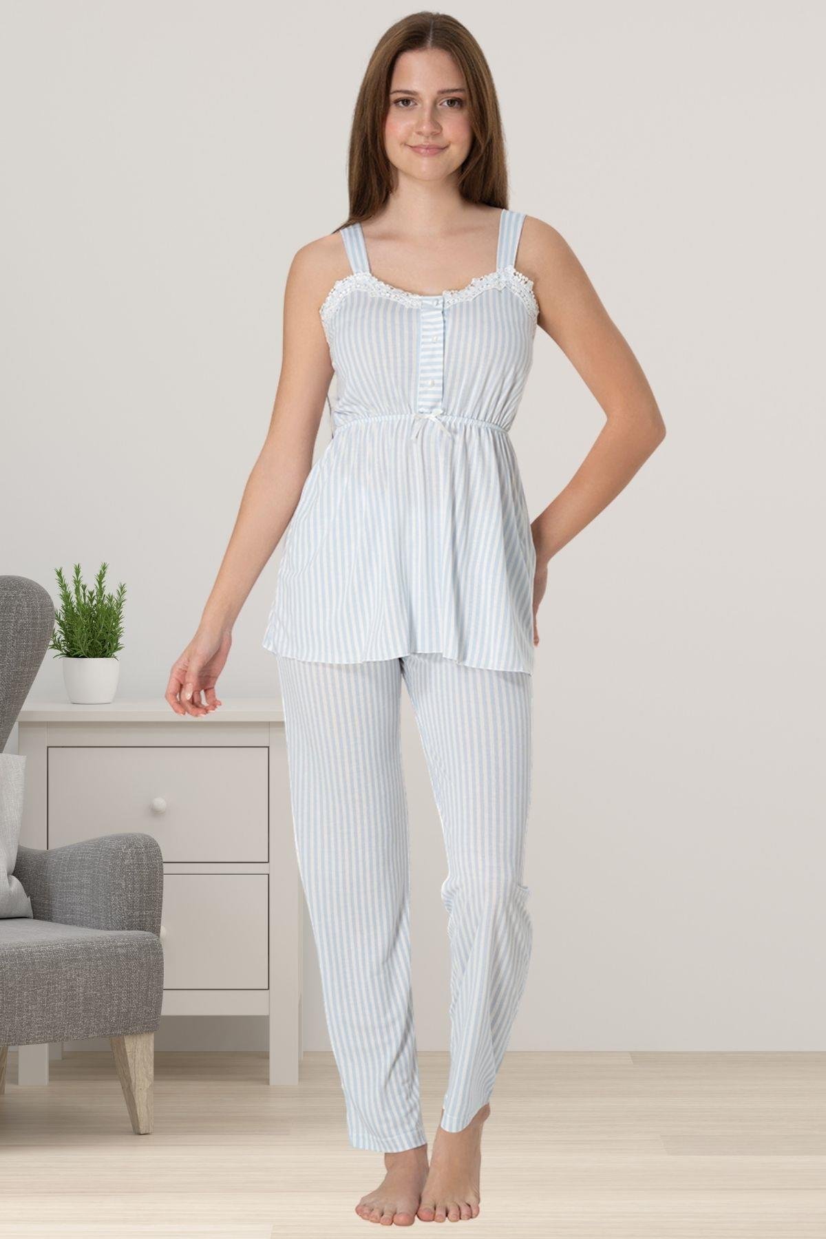 Effortt 4092 Mavi Hamile Lohusa Pijama Takımı