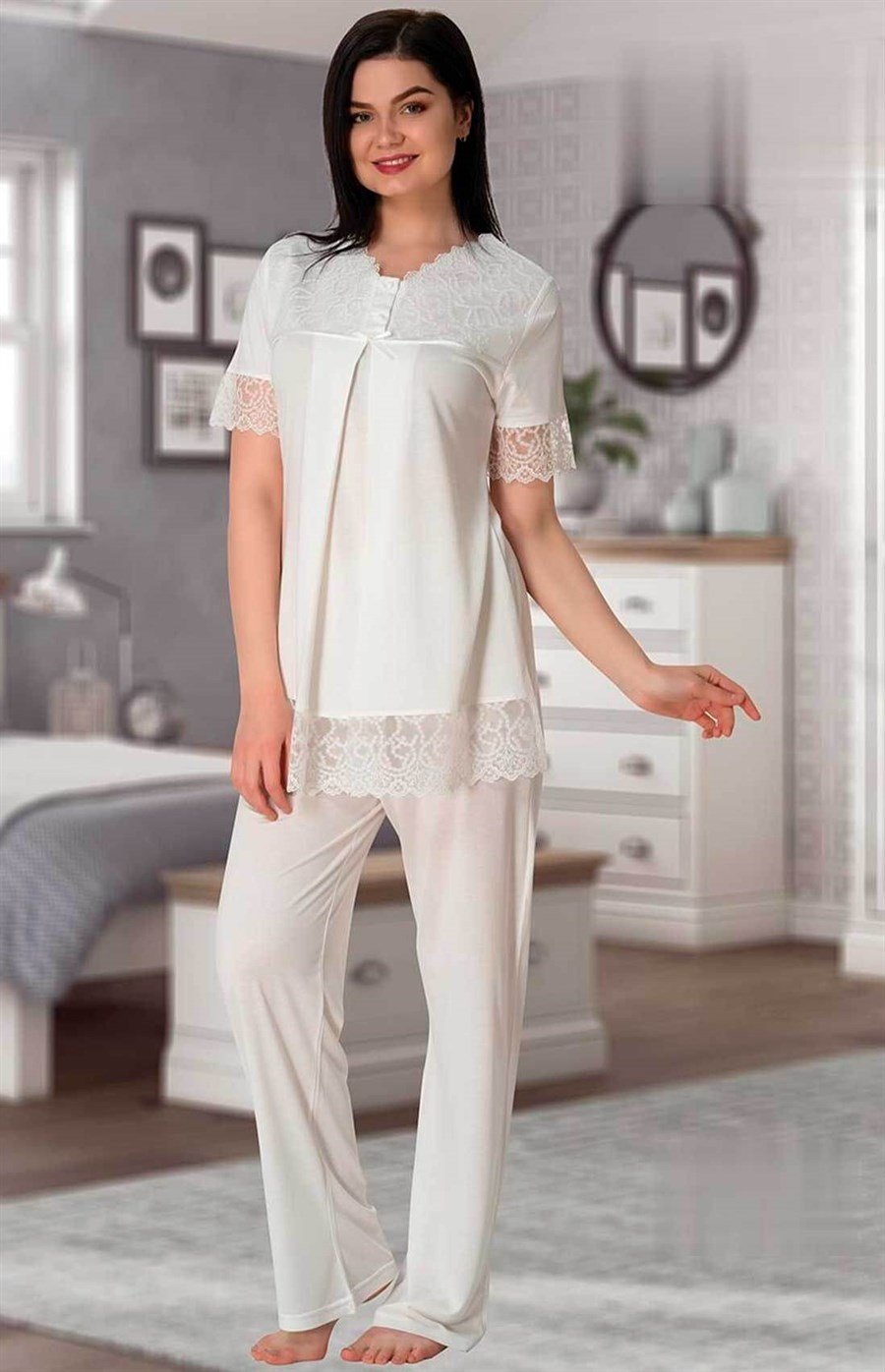 Effortt 5042 Ekru Lohusa Pijama Takımı