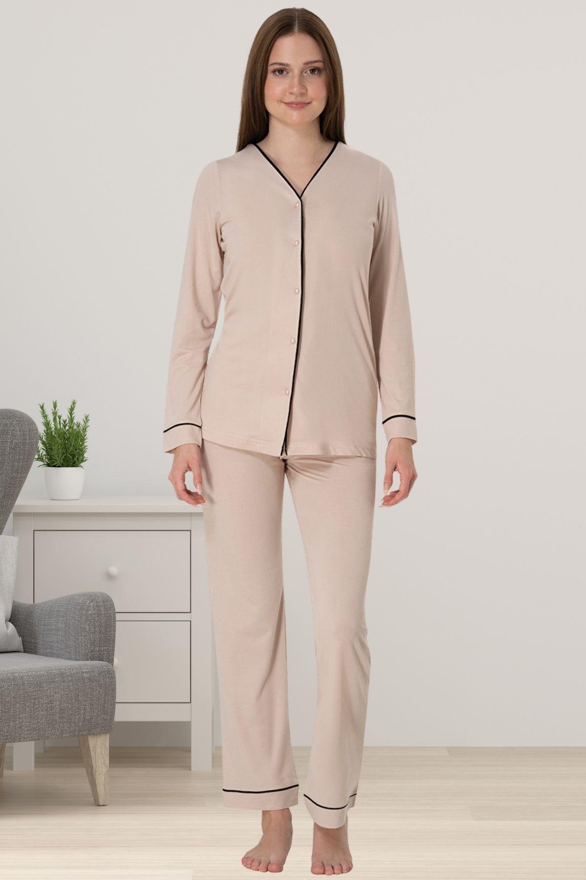 Effortt 5072 Kahverengi Hamile Lohusa Pijama Takımı