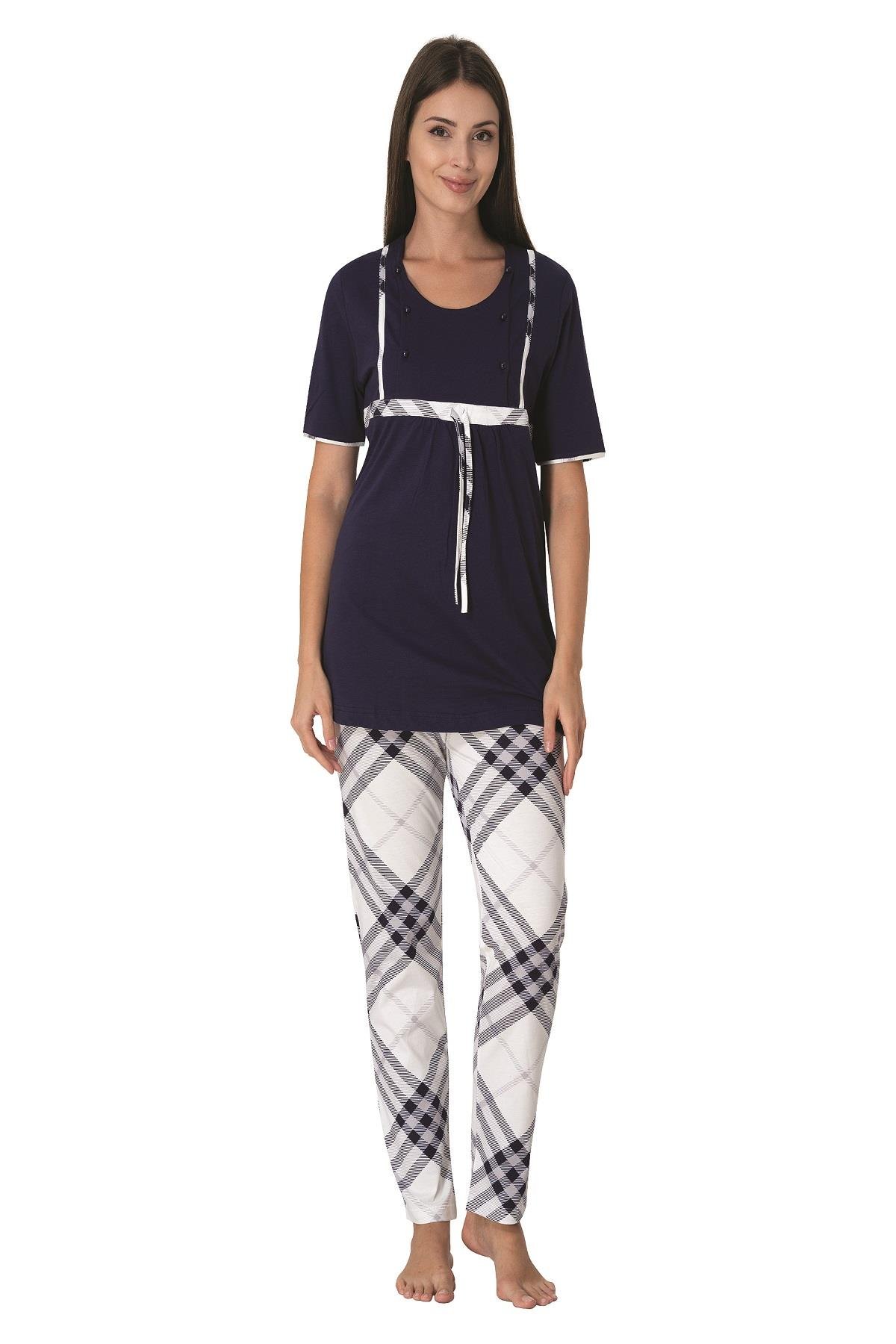 Effortt 6022 Lacivert Hamile Lohusa Pijama Takımı