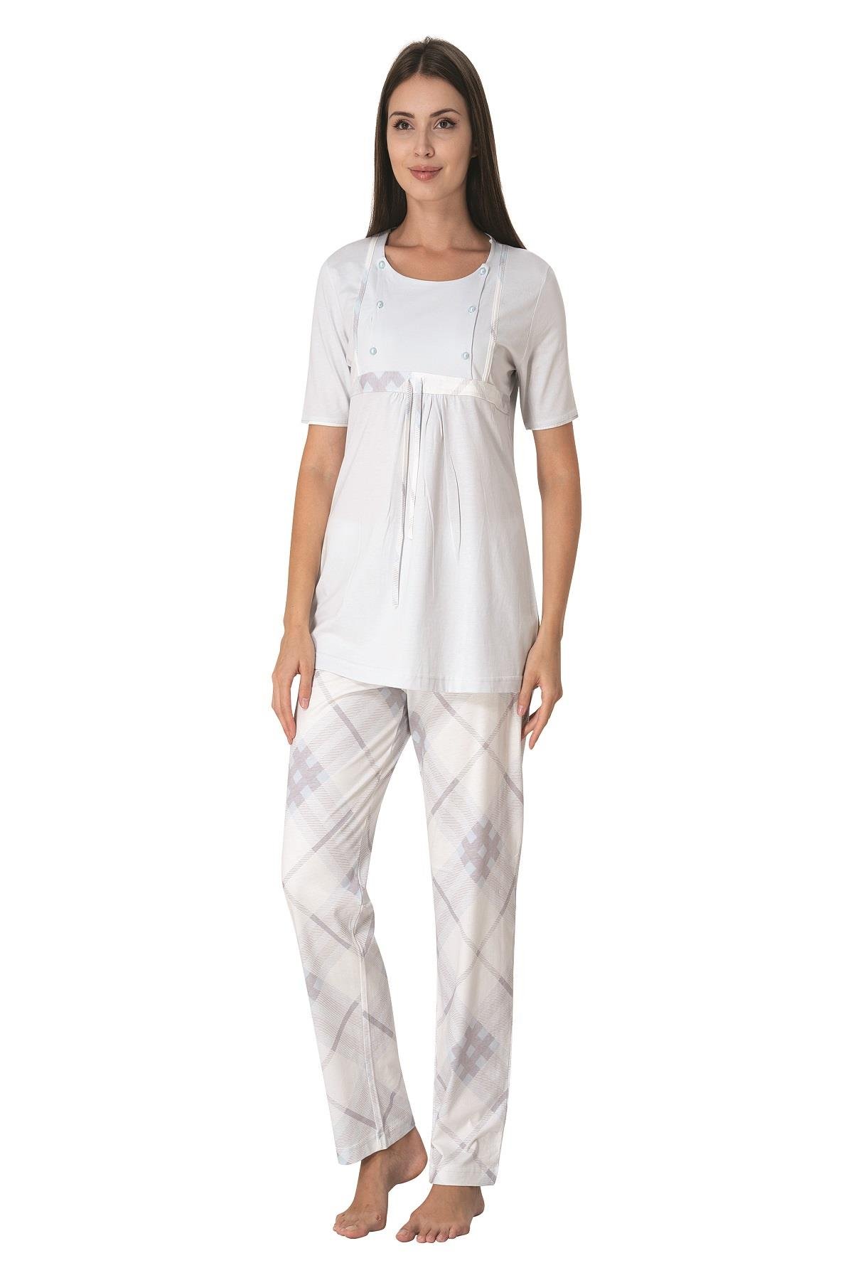 Effortt 6022 Mavi Hamile Lohusa Pijama Takımı