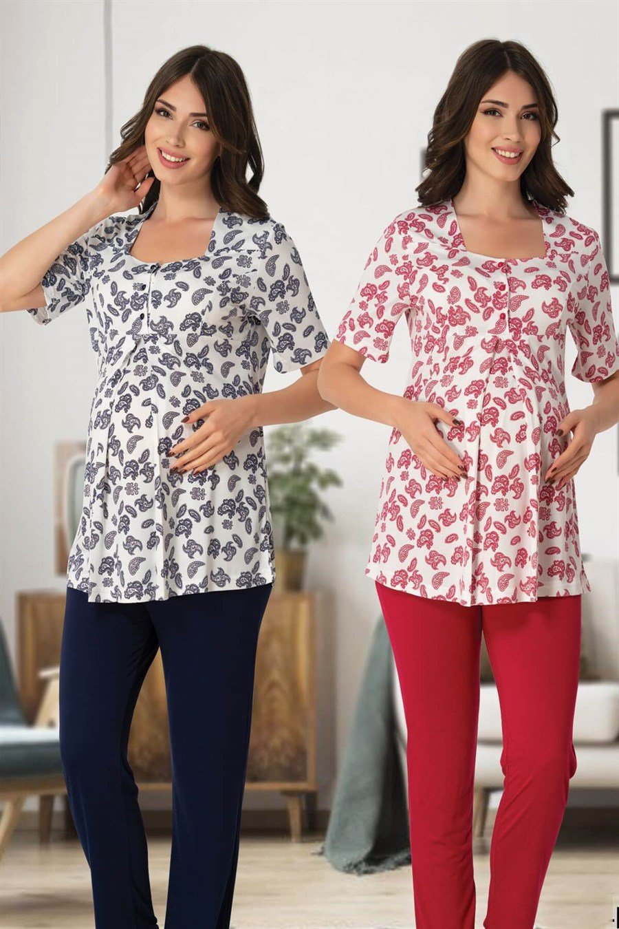 Effortt 8012 Vişne Lohusa Pijama Takımı