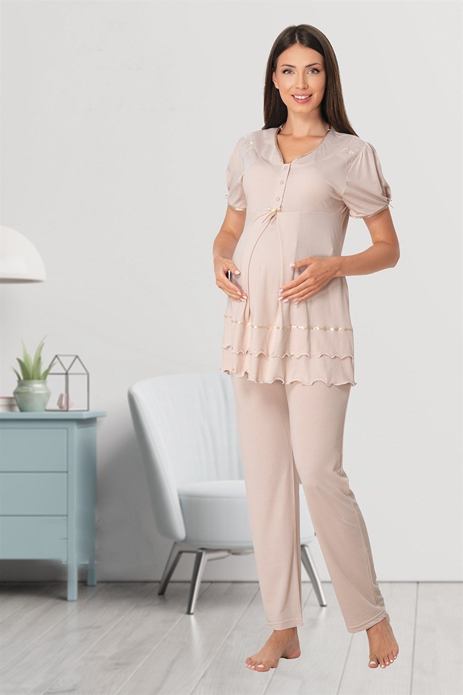 Effortt 8022 Kahverengi Lohusa Pijama Takımı