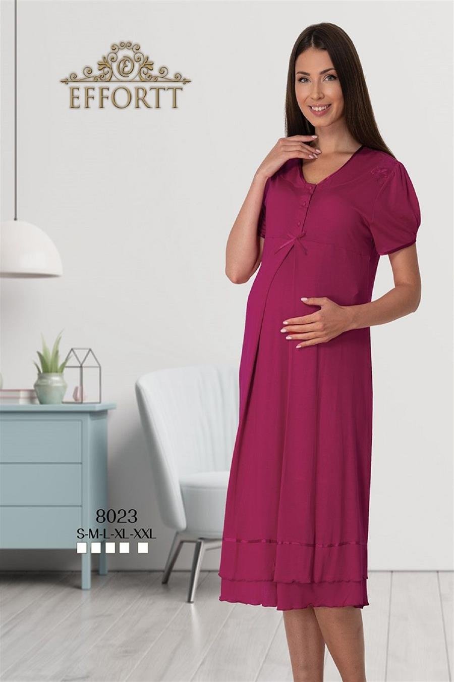 Effortt 8023 Vişne Hamile Lohusa Gecelik
