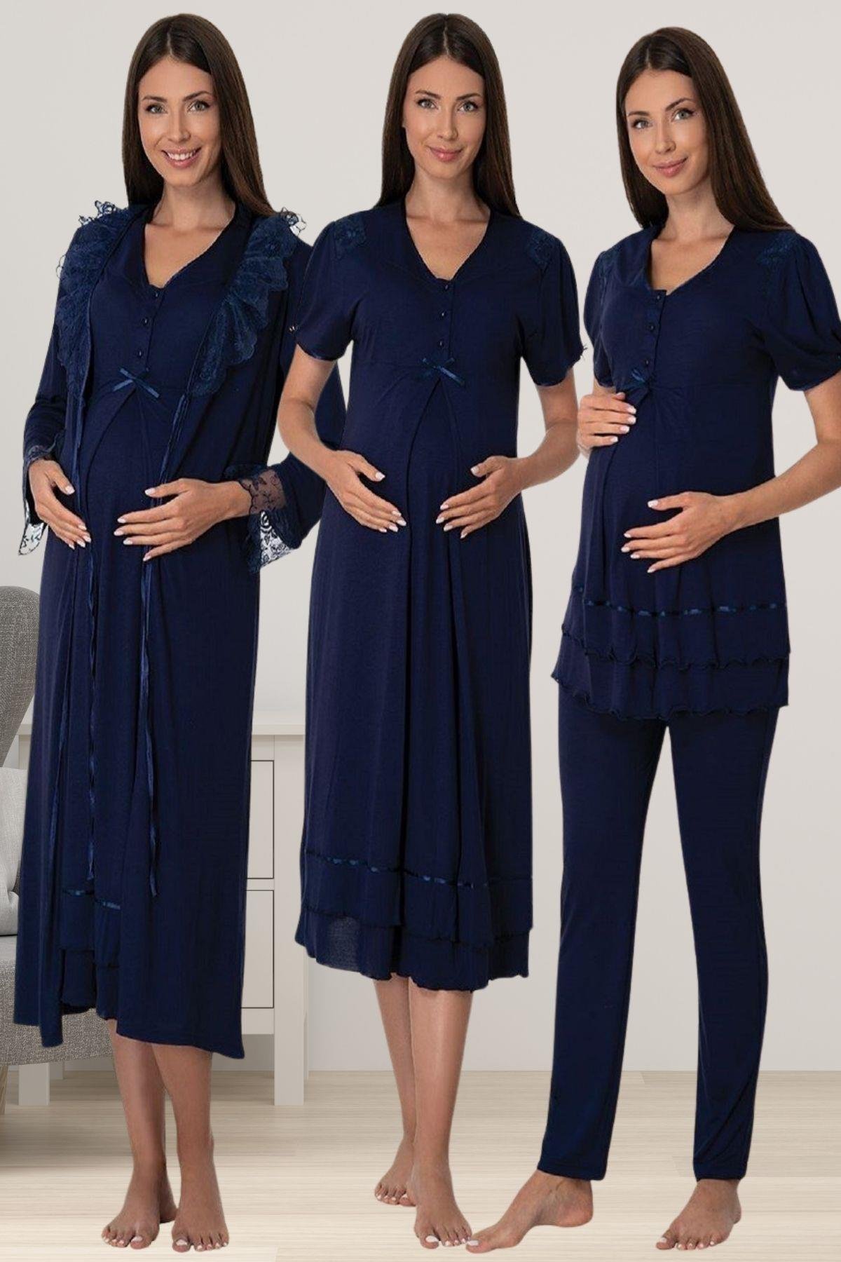 Effortt 8026 Lacivert Hamile Lohusa Set