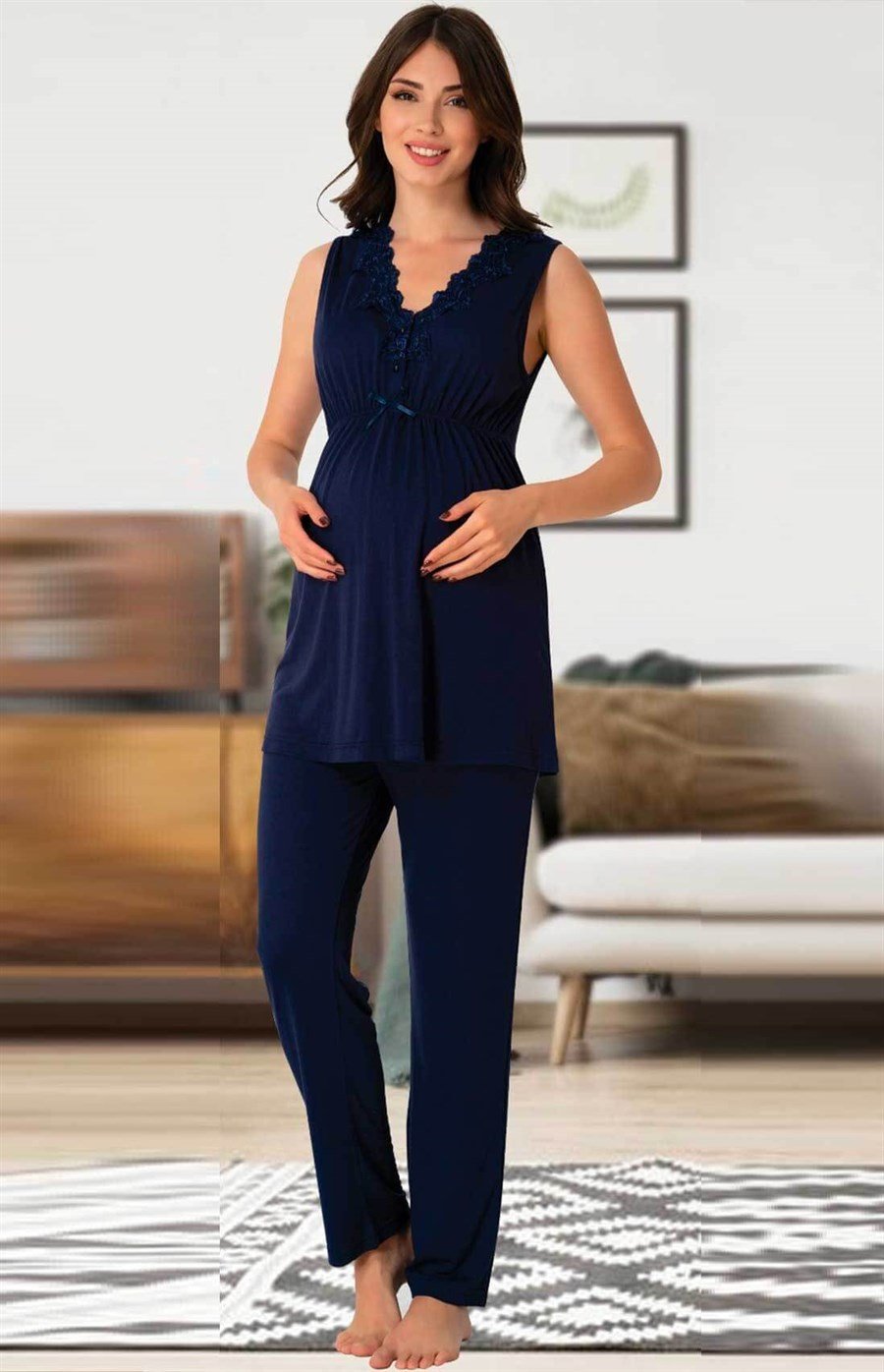 Effortt 8032 Lacivert Lohusa Pijama Takımı