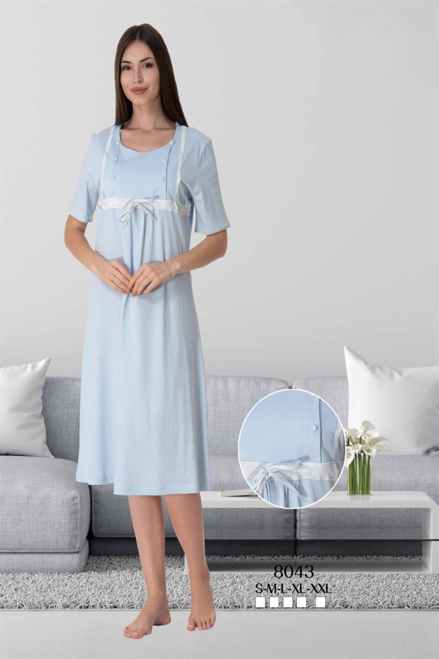 Effortt 8043 Mavi Hamile Lohusa Gecelik