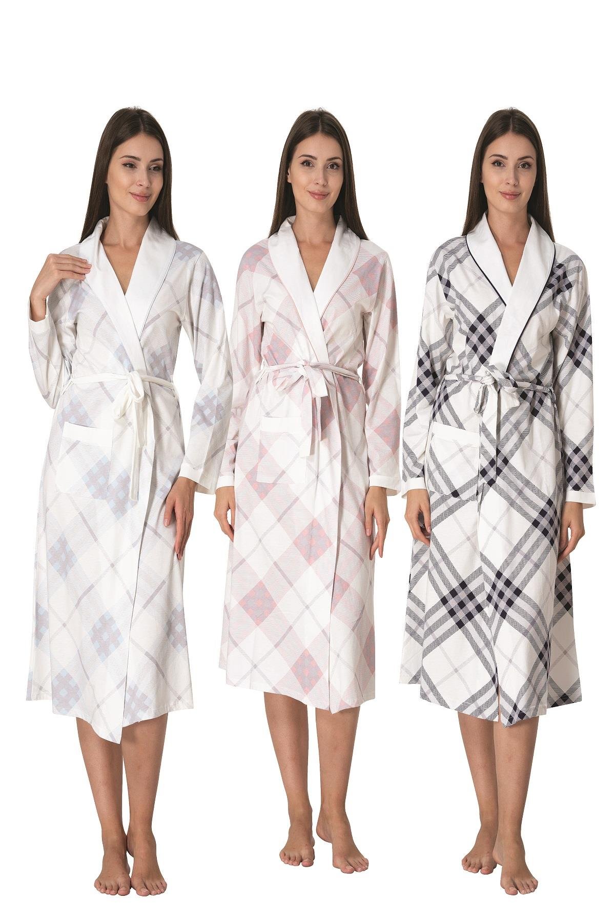 Effortt 8087 Lacivert Ekose Hamile Lohusa Sabahlık