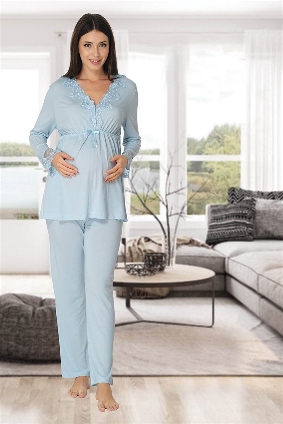 Effortt 8092 Mavi Lohusa Pijama Takımı