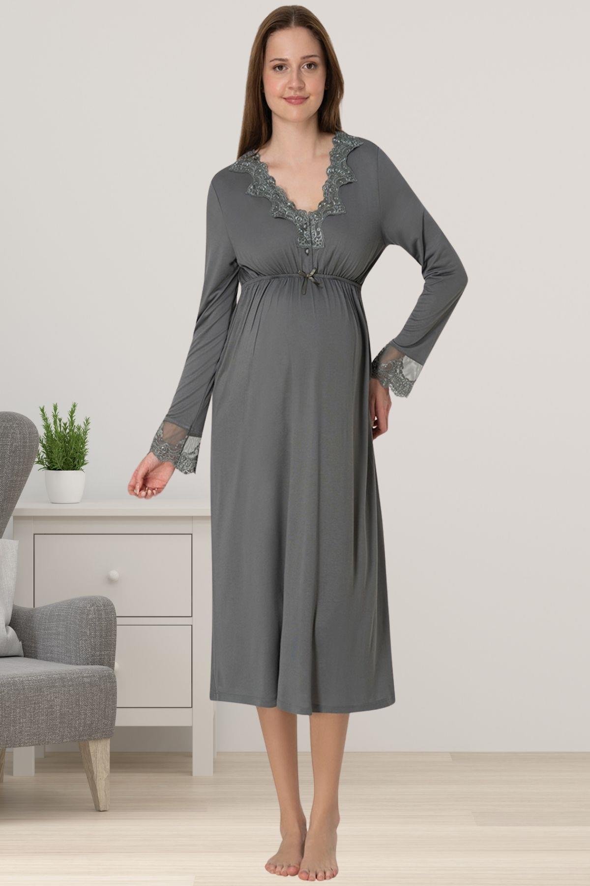 Effortt 8093 Füme Dantelli Lohusa Gecelik