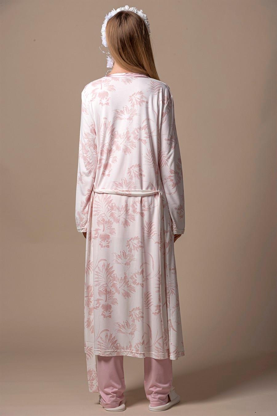 Effortt 8094 Pudra Sabahlıklı Lohusa Pijama Takımı