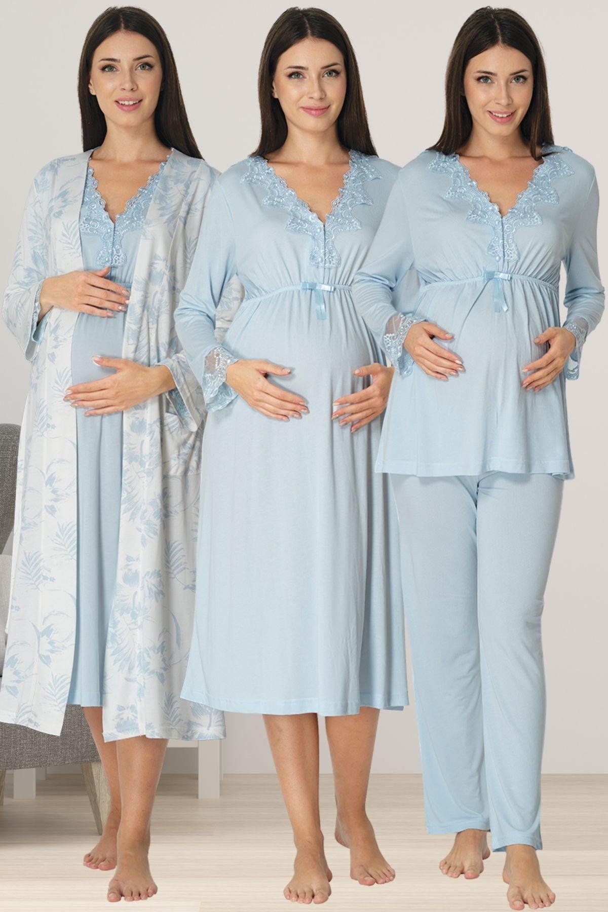 Effortt 8096 Mavi Hamile Lohusa Set