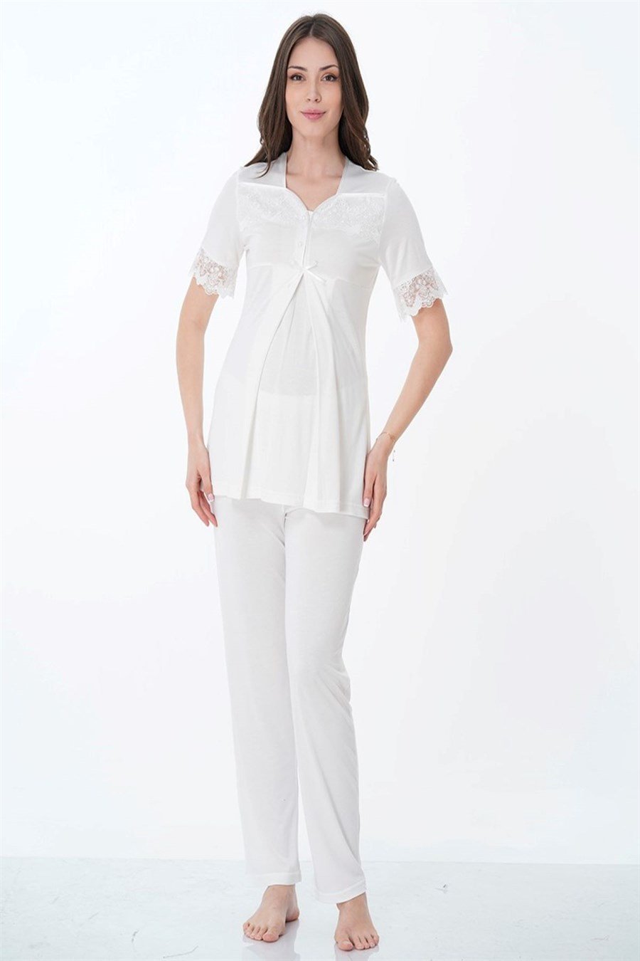 Effortt 9012 Ekru Hamile Lohusa Pijama Takımı