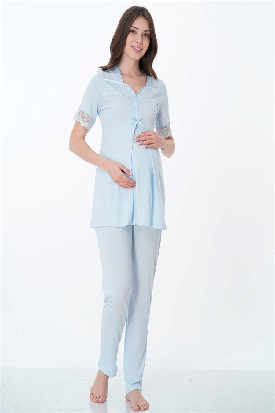 Effortt 9012 Mavi Hamile Lohusa Pijama Takımı