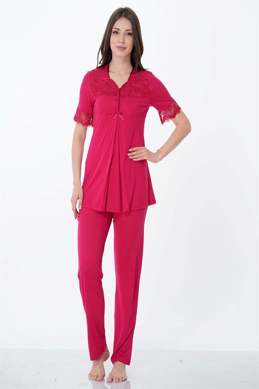 Effortt 9012 Vişne Hamile Lohusa Pijama Takımı