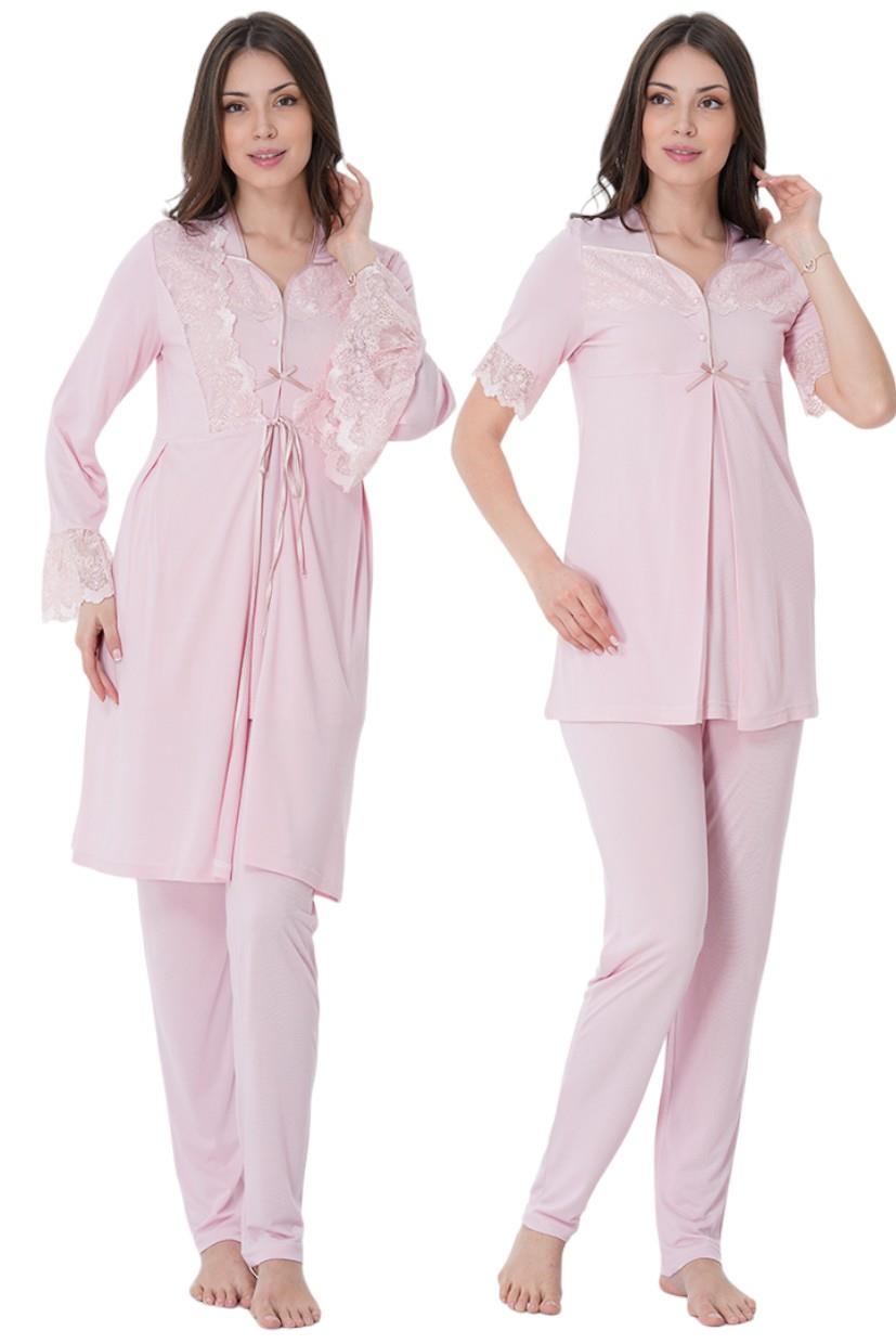 Effortt 9014 Pembe Sabahlıklı Lohusa Pijama Takımı