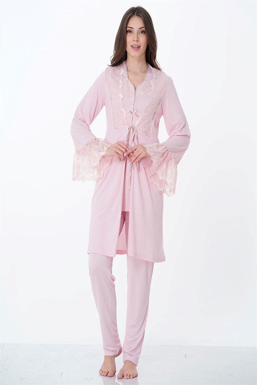 Effortt 9014 Pembe Sabahlıklı Lohusa Pijama Takımı