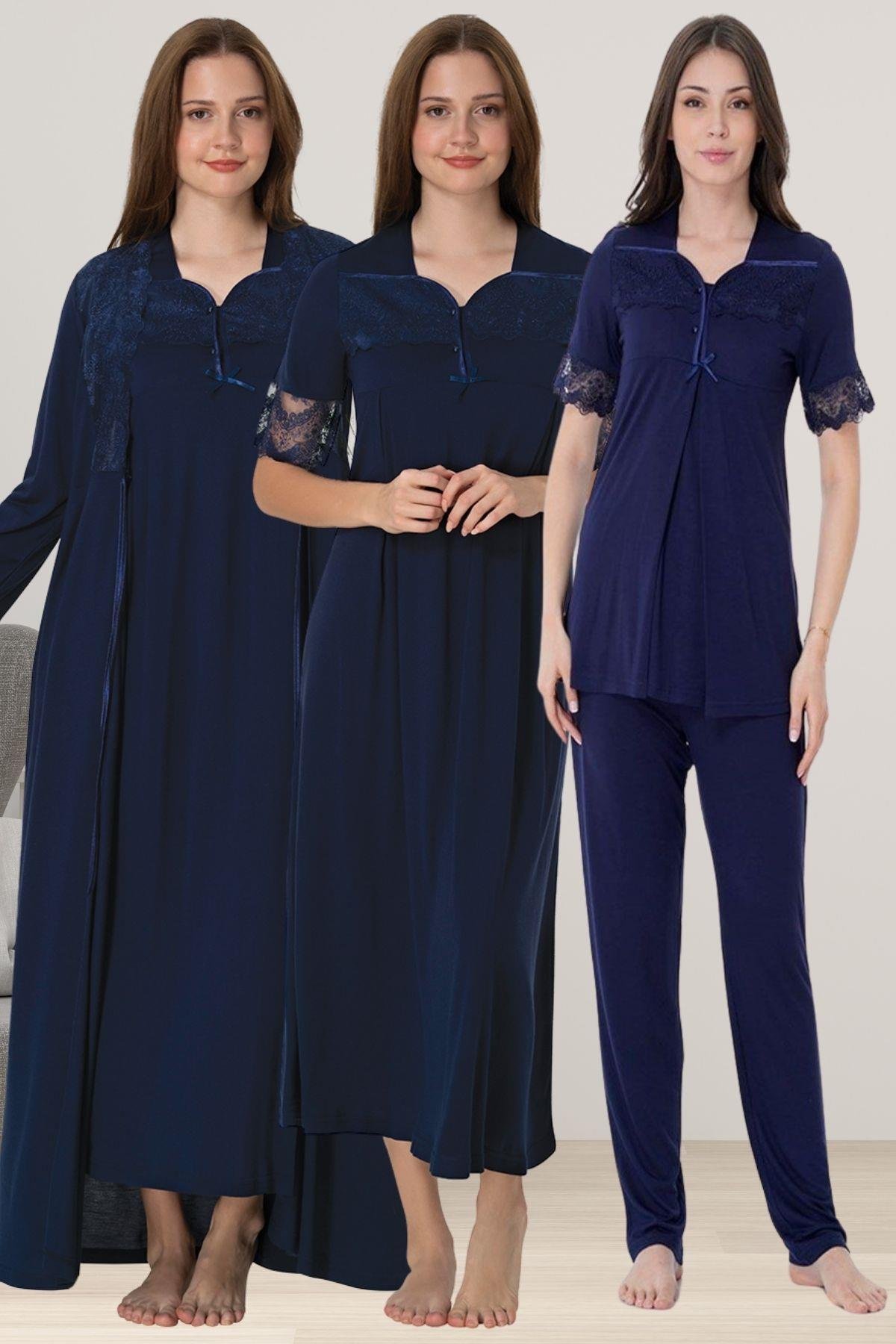 Effortt 9016 Lacivert Hamile Lohusa Set