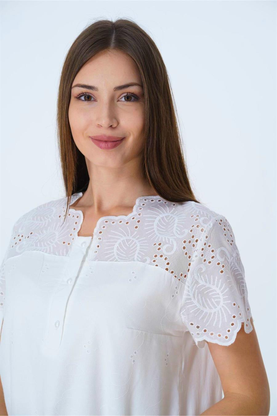 Effortt 9022 Ekru Fistolu Hamile Lohusa Pijama Takımı