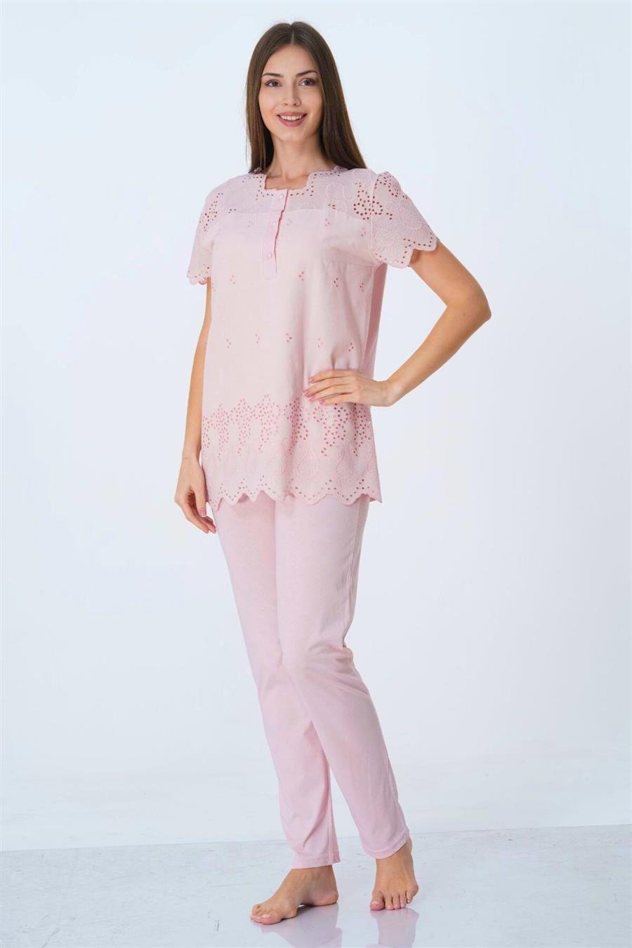 Effortt 9022 Pudra Fistolu Hamile Lohusa Pijama Takımı