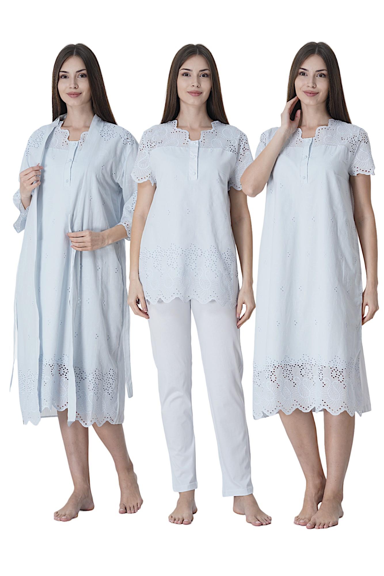 Effortt 9026 Mavi Fistolu Hamile Lohusa Set