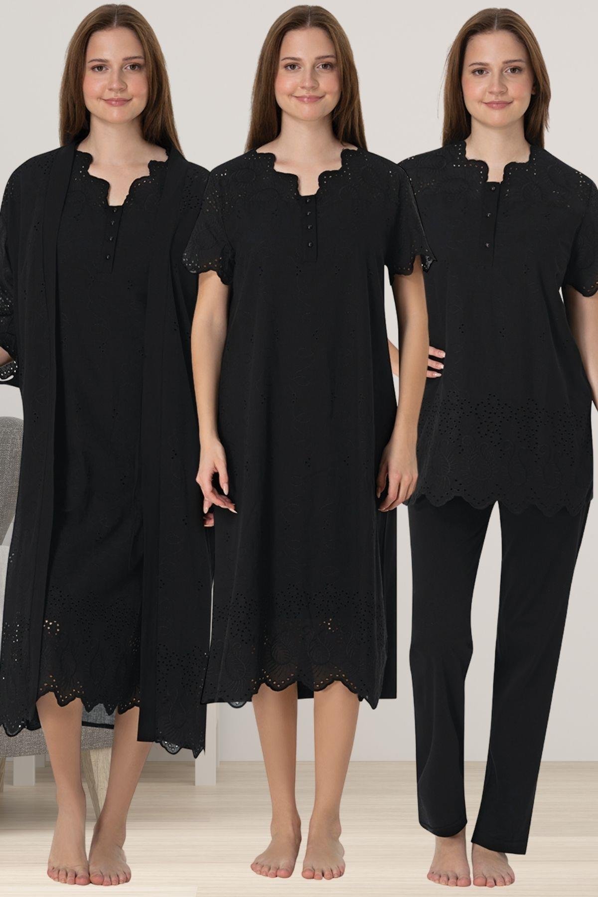 Effortt 9026 Siyah Fistolu Hamile Lohusa Set