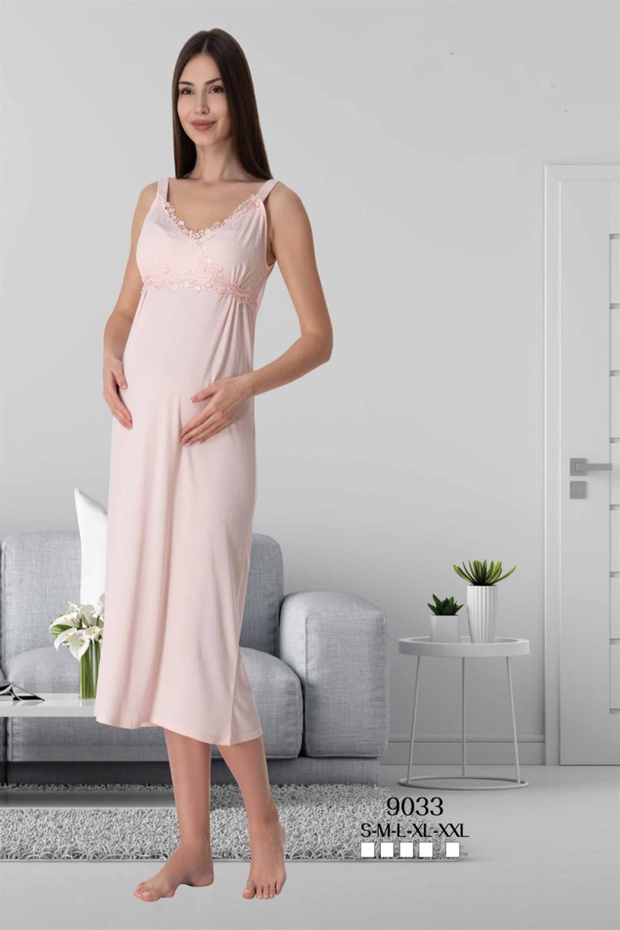 Effortt 9033 Pudra İp Askılı Hamile Lohusa Gecelik