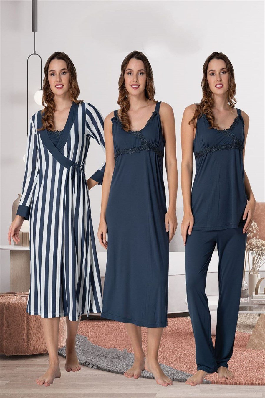 Effortt 9036 Lacivert Hamile Lohusa Set